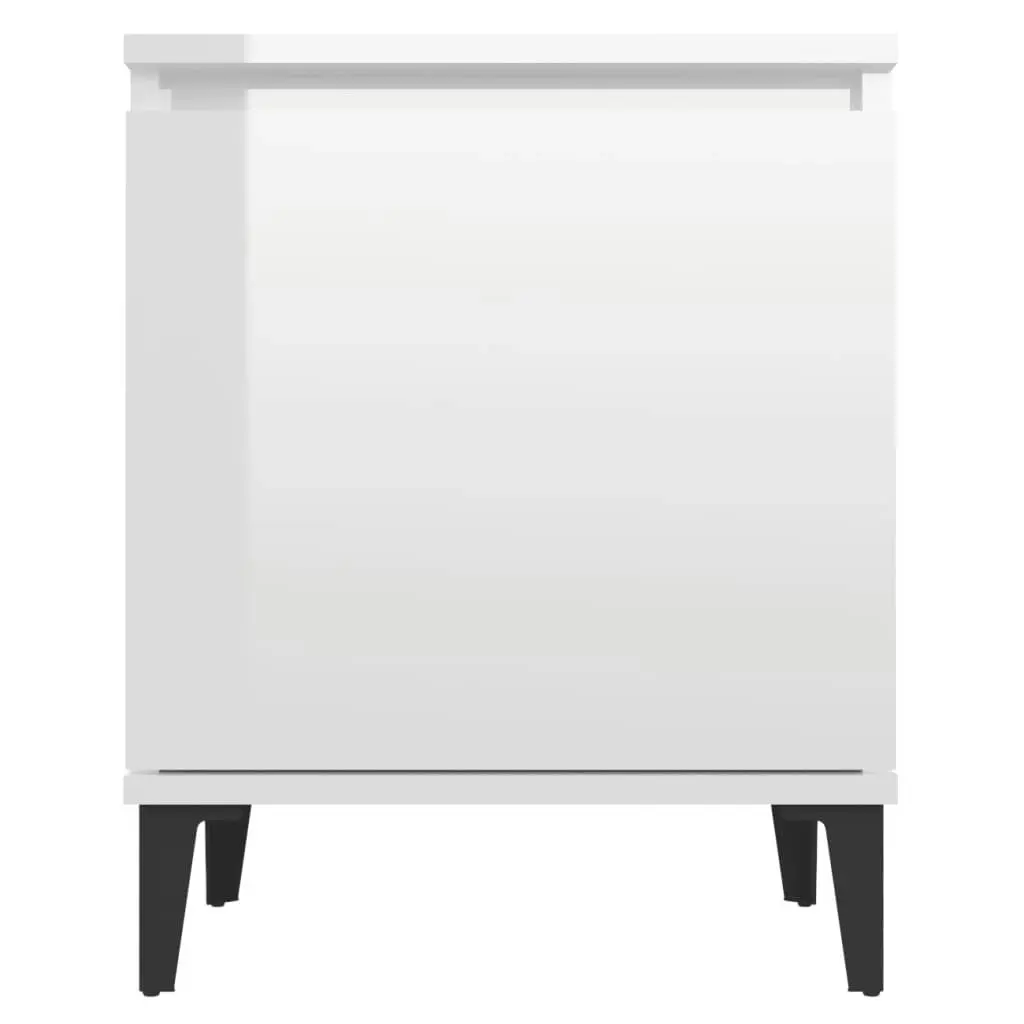 Bed Cabinet with Metal Legs High Gloss White 40x30x50 cm 805845