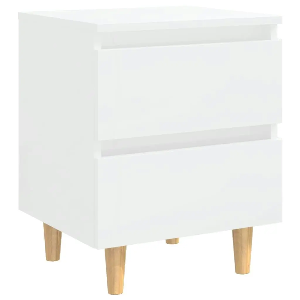 Bed Cabinets & Pinewood Legs 2 pcs High Gloss White 40x35x50cm 805864