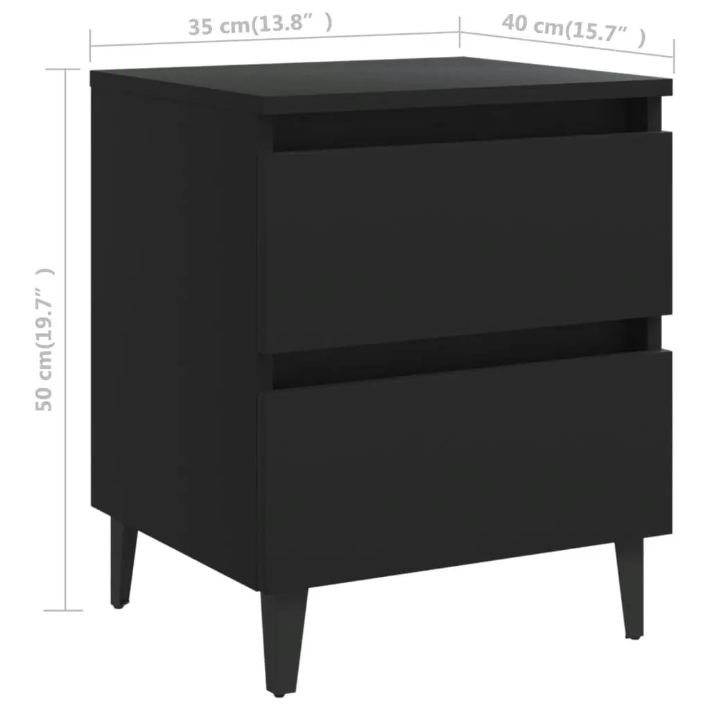 Bed Cabinets 2 pcs Black 40x35x50 cm Engineered Wood 805872