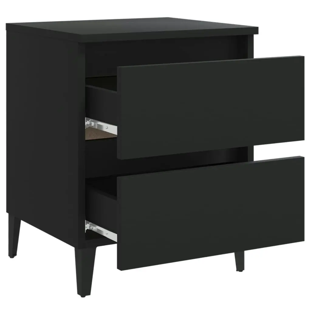 Bed Cabinets 2 pcs Black 40x35x50 cm Engineered Wood 805872