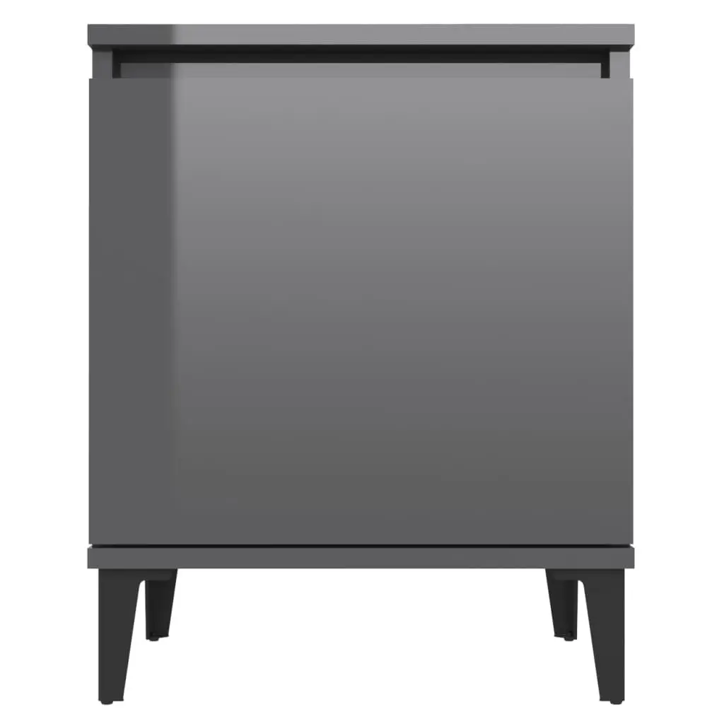 Bed Cabinet with Metal Legs High Gloss Grey 40x30x50 cm 805849