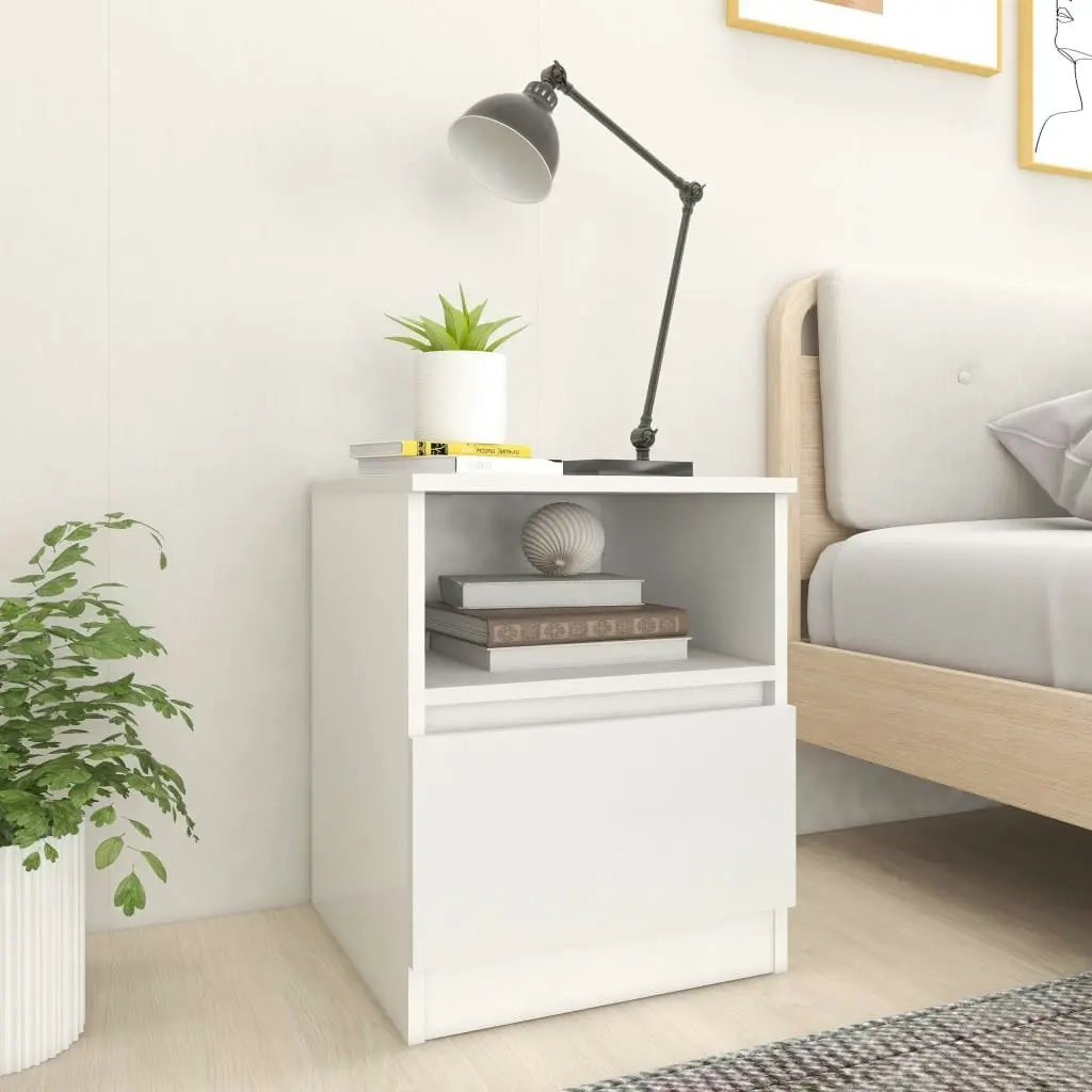 Bed Cabinet White 40x40x50 cm Engineered Wood 806157