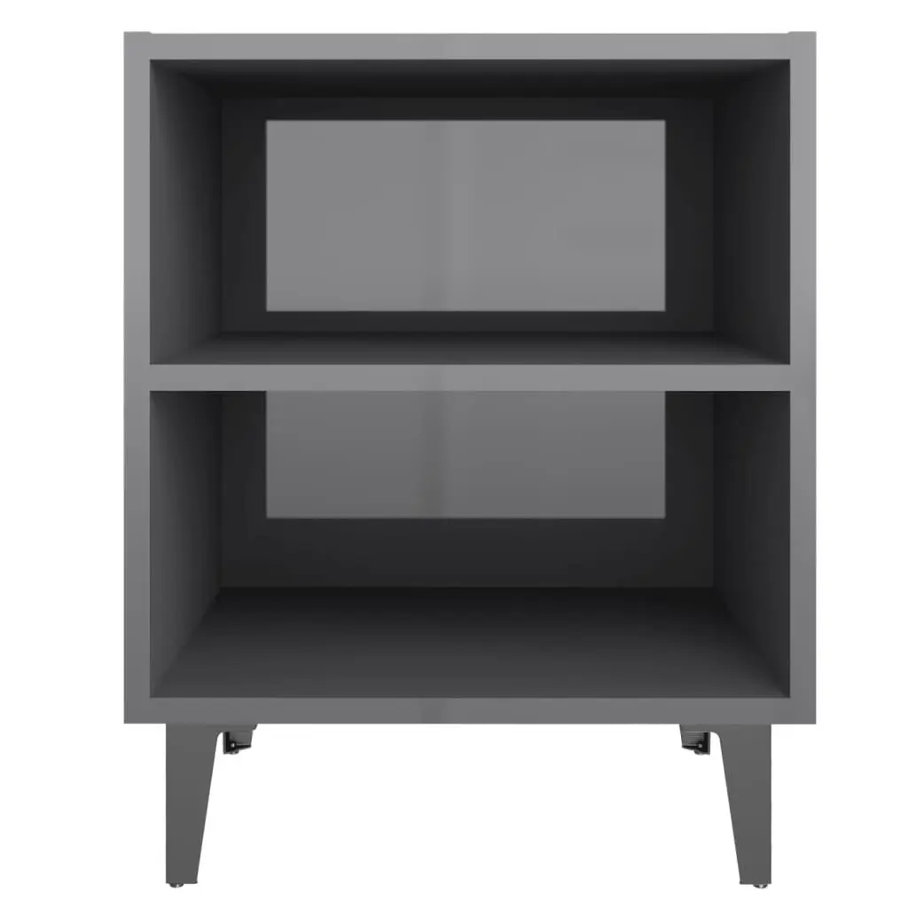 Bed Cabinet with Metal Legs High Gloss Grey 40x30x50 cm 805813