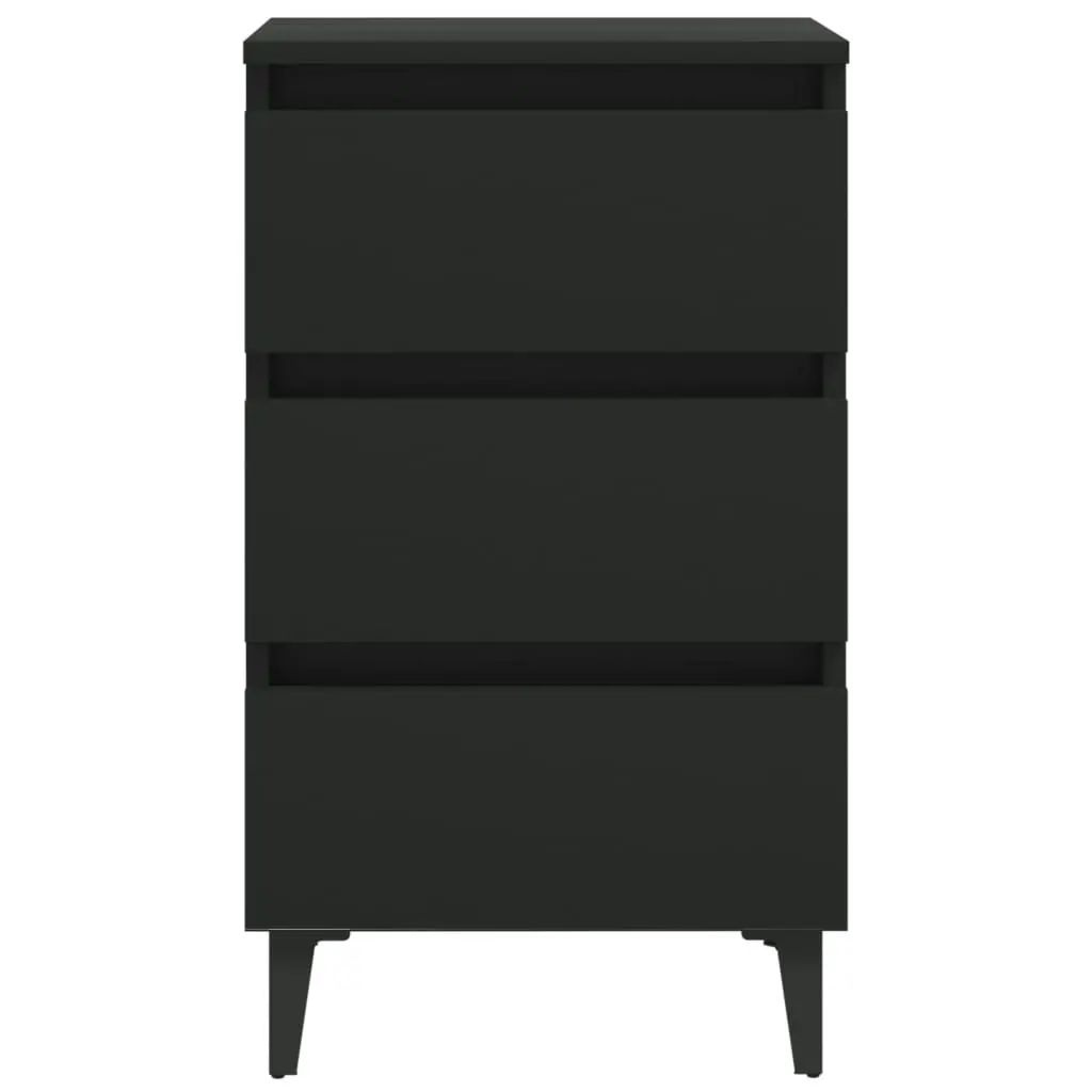 Bed Cabinet with Metal Legs Black 40x35x69 cm 805907