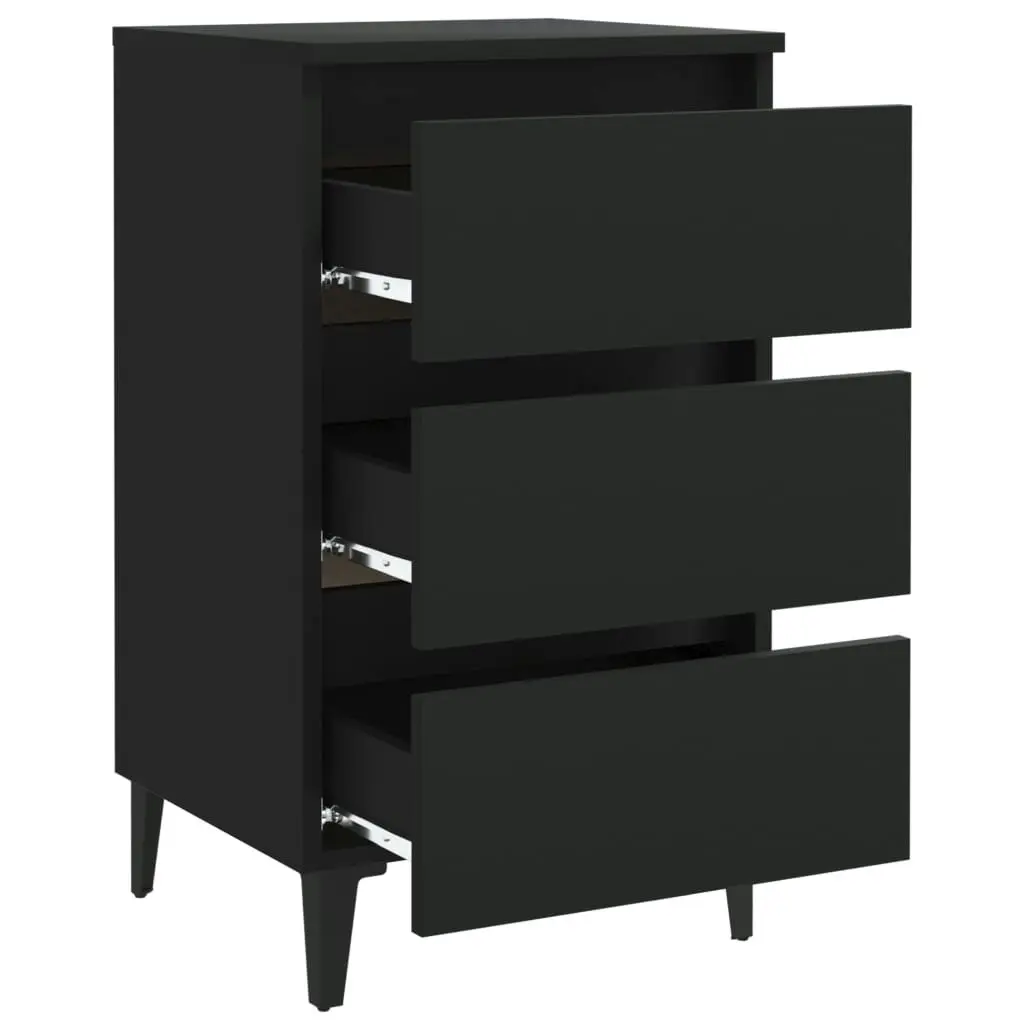 Bed Cabinet with Metal Legs Black 40x35x69 cm 805907