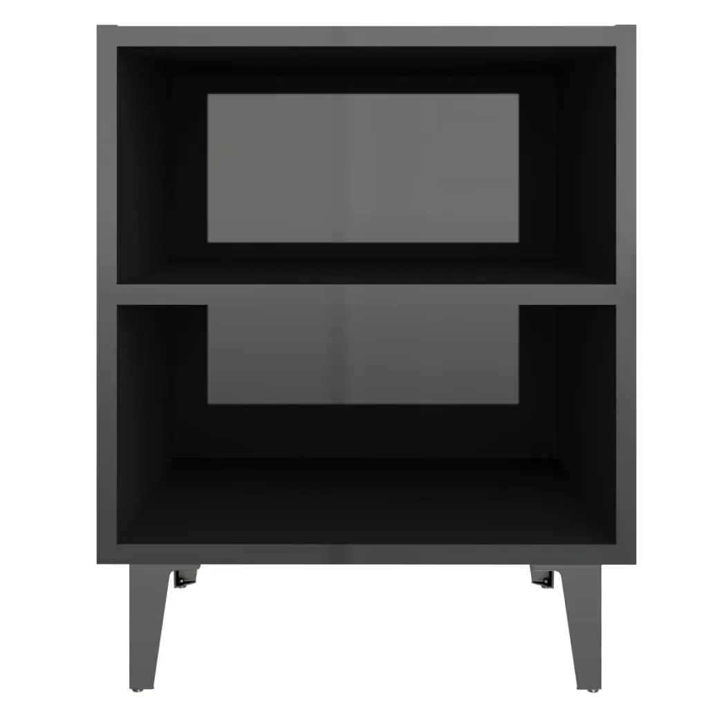 Bed Cabinet with Metal Legs High Gloss Black 40x30x50 cm 805811