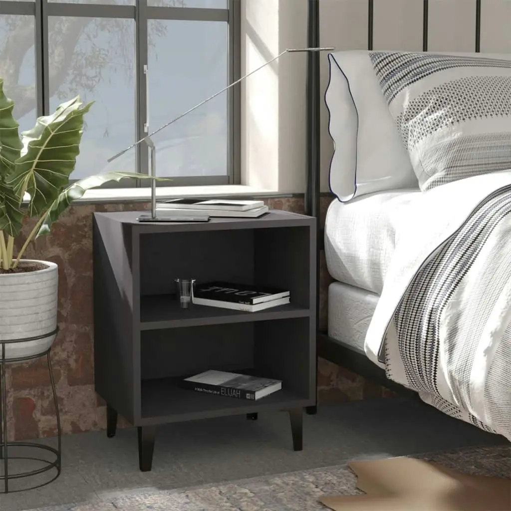 Bed Cabinet with Metal Legs Grey 40x30x50 cm 805801