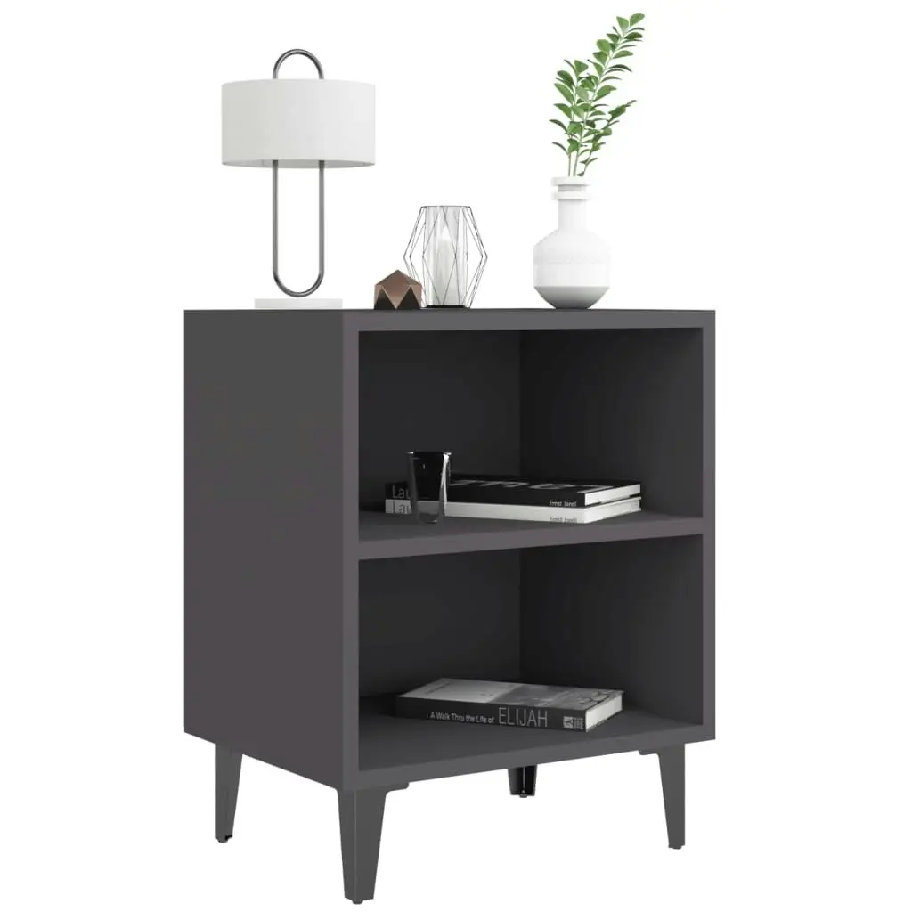 Bed Cabinet with Metal Legs Grey 40x30x50 cm 805801