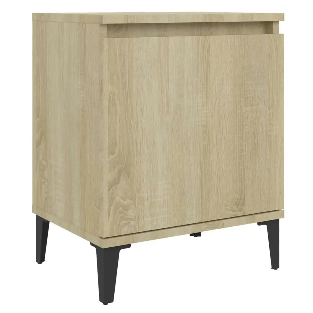 Bed Cabinet with Metal Legs Sonoma Oak 805840