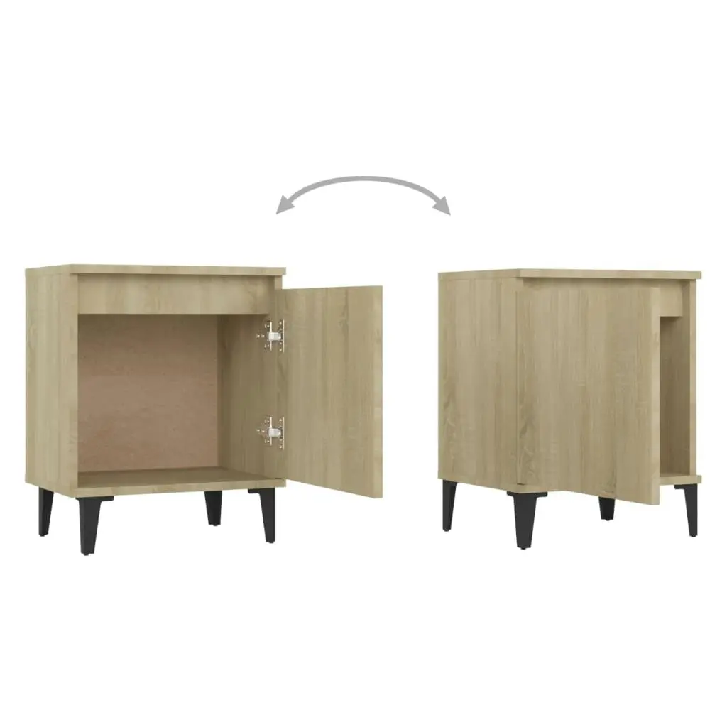 Bed Cabinet with Metal Legs Sonoma Oak 805840