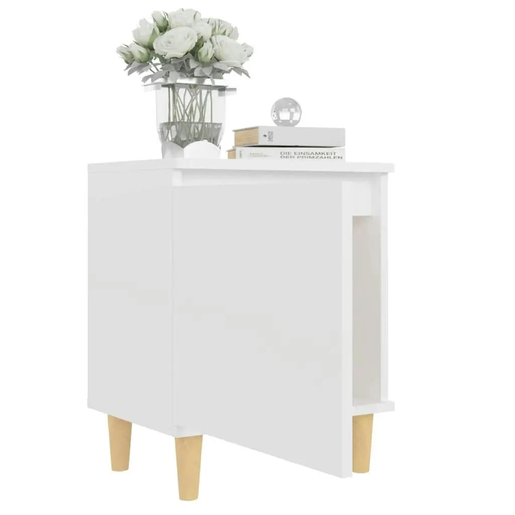 Bed Cabinet with Solid Wood Legs White 40x30x50 cm 805815