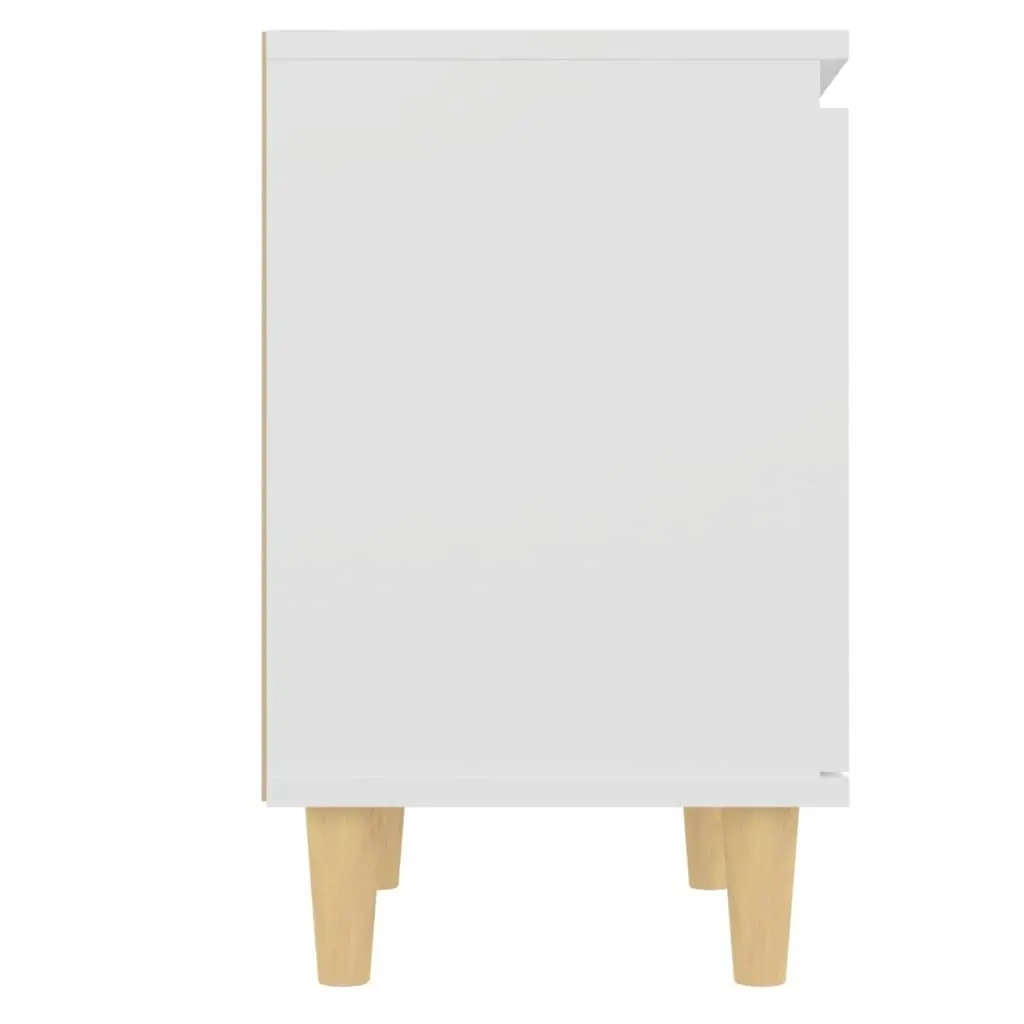 Bed Cabinet with Solid Wood Legs White 40x30x50 cm 805815