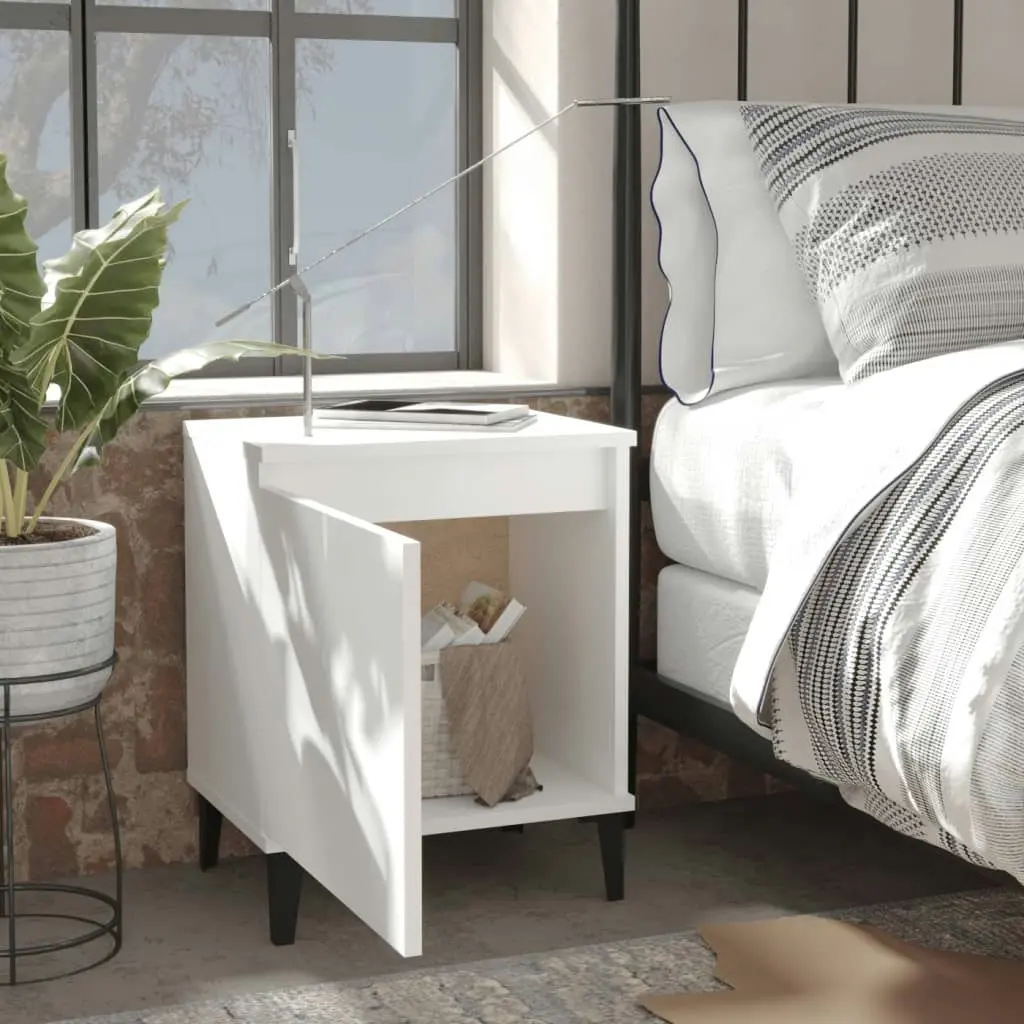 Bed Cabinet with Metal Legs White 40x30x50 cm 805834