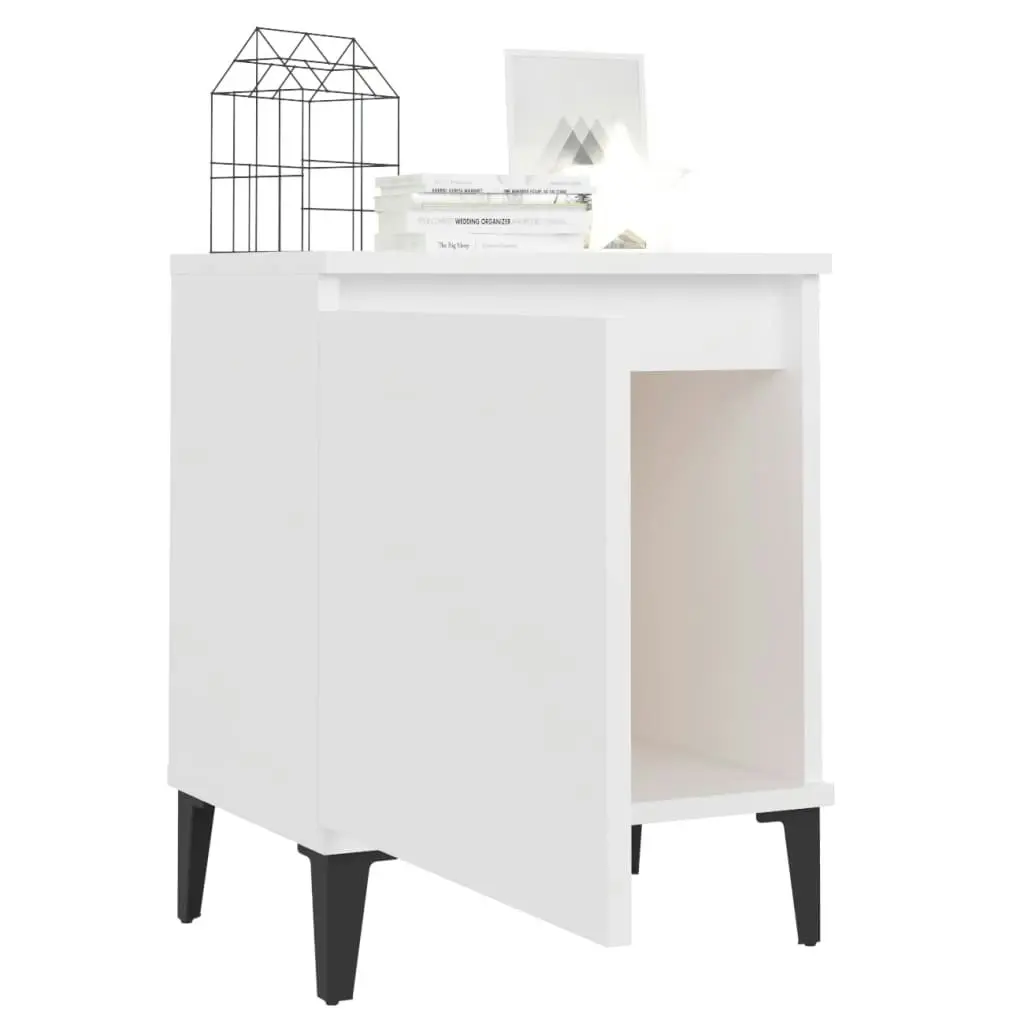 Bed Cabinet with Metal Legs White 40x30x50 cm 805834