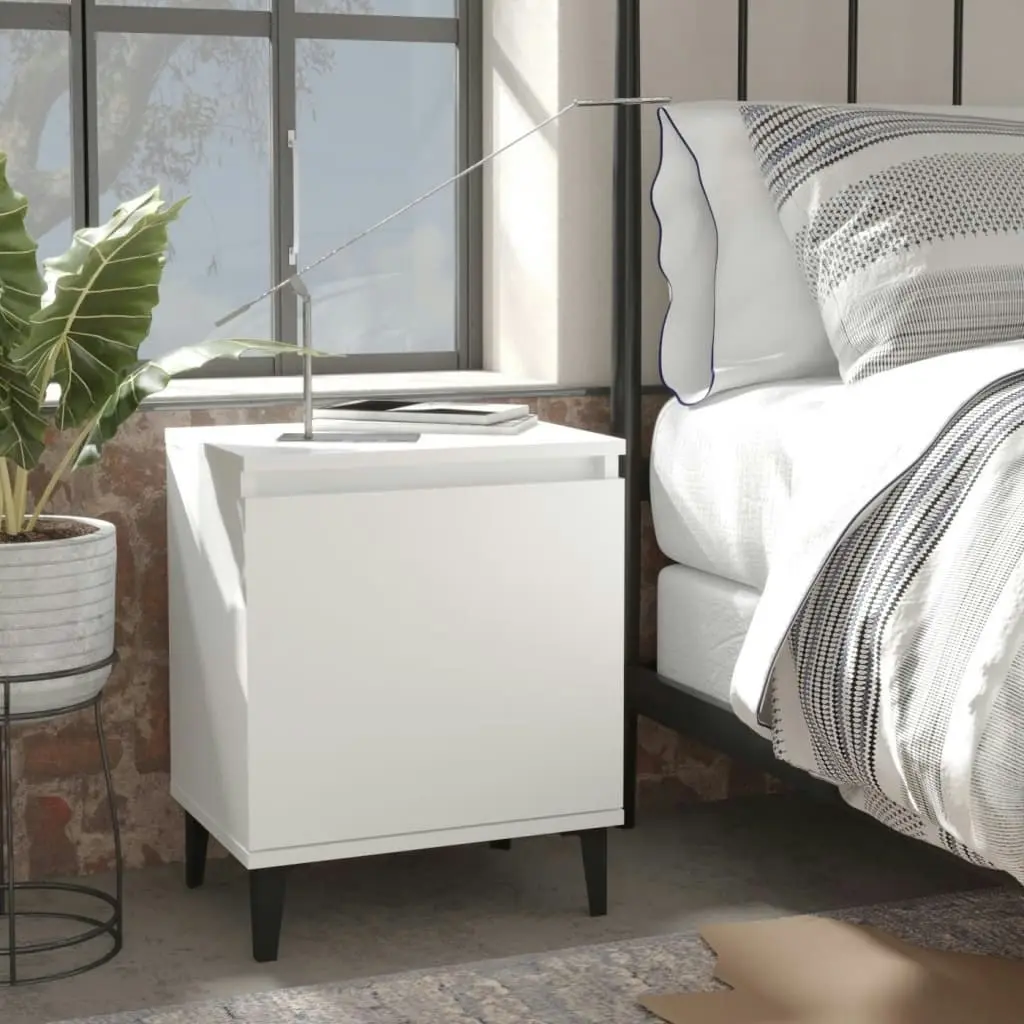 Bed Cabinet with Metal Legs White 40x30x50 cm 805834