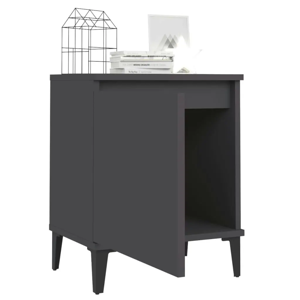 Bed Cabinet with Metal Legs Grey 805838