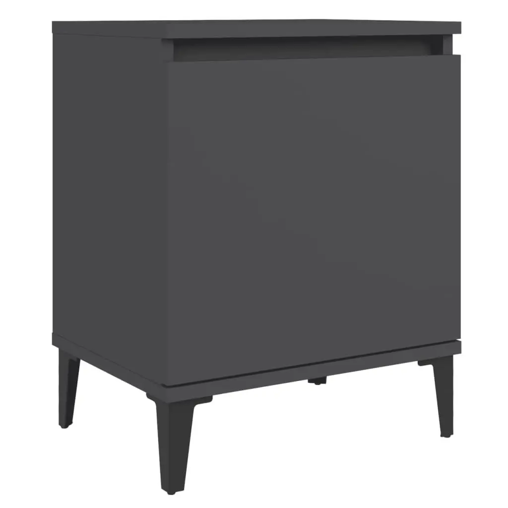 Bed Cabinet with Metal Legs Grey 805838