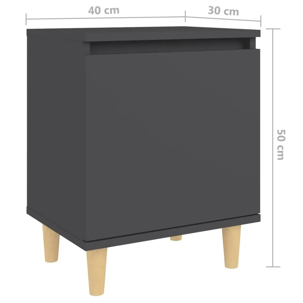 Bed Cabinet with Solid Wood Legs Grey 40x30x50 cm 805819