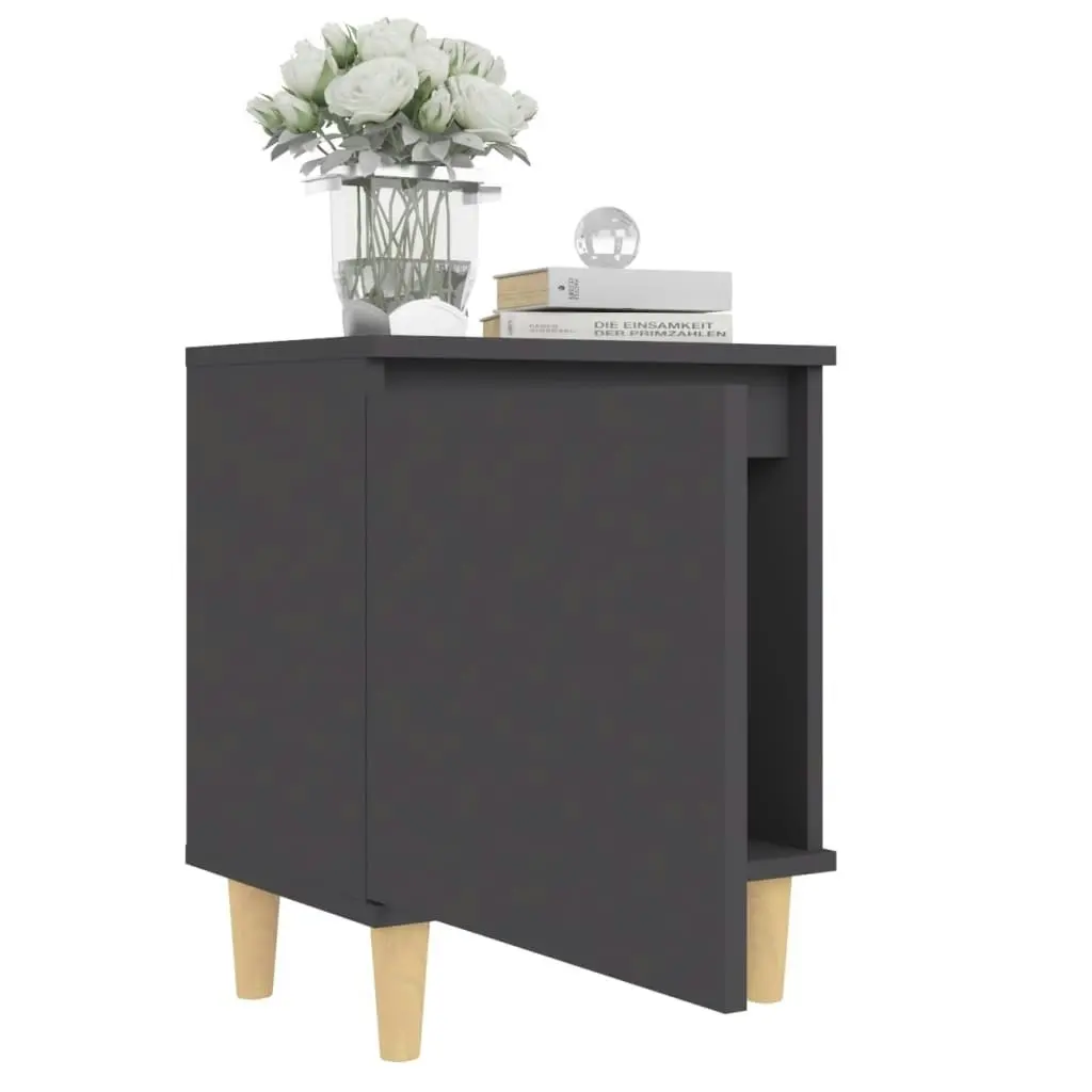 Bed Cabinet with Solid Wood Legs Grey 40x30x50 cm 805819