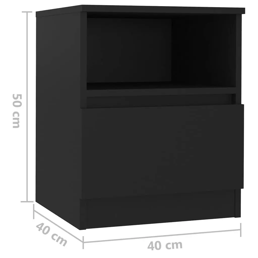 Bed Cabinets 2 pcs Black 40x40x50 cm Engineered Wood 806160