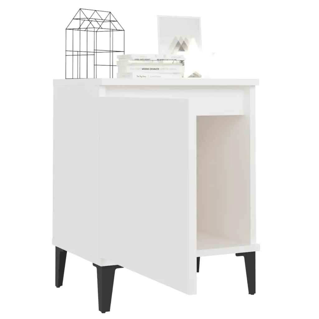 Bed Cabinet with Metal Legs White 40x30x50 cm 805833