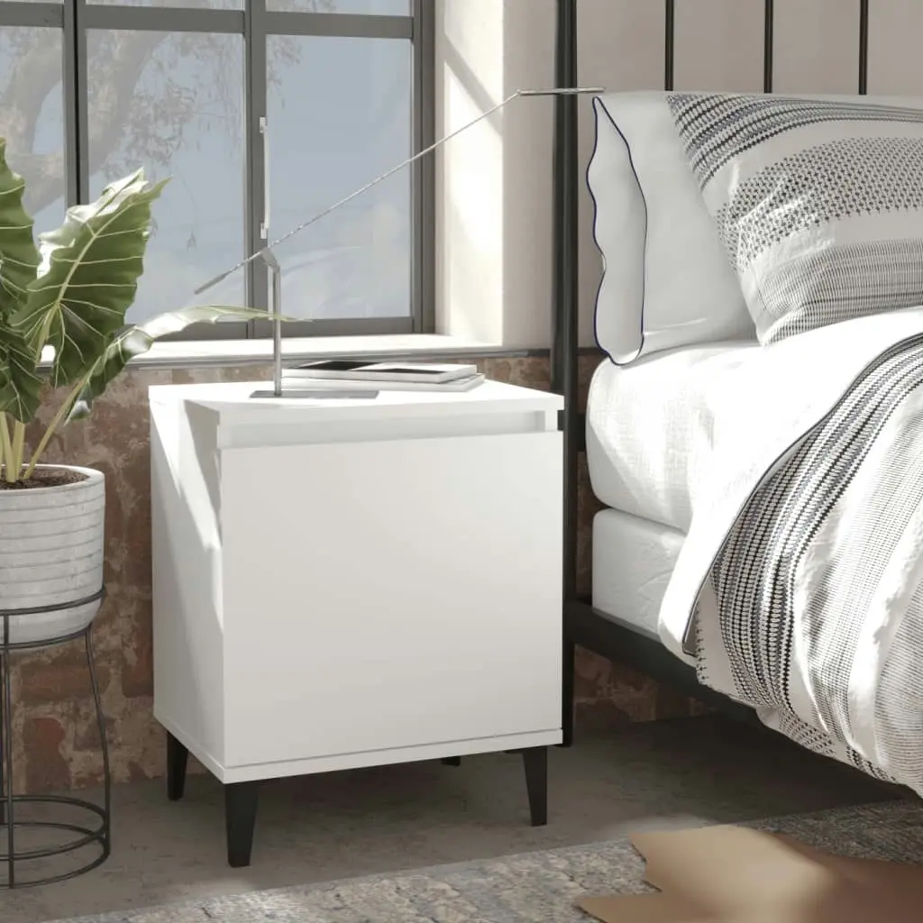 Bed Cabinet with Metal Legs White 40x30x50 cm 805833