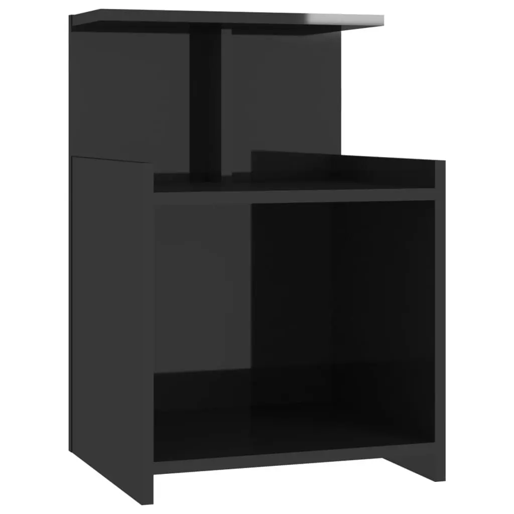 Bed Cabinets 2 pcs High Gloss Black 40x35x60 cm Engineered Wood 806190