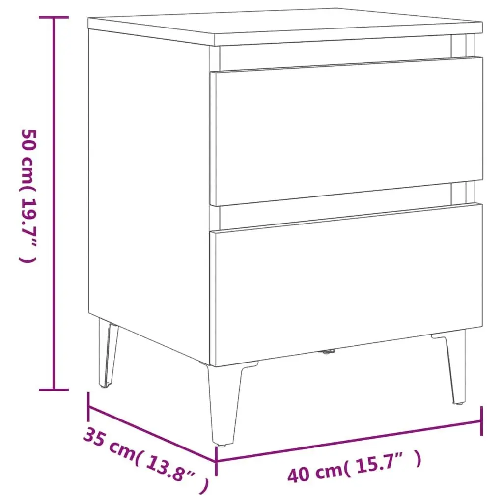 Bed Cabinets 2 pcs Concrete Grey 40x35x50 cm Engineered Wood 805878