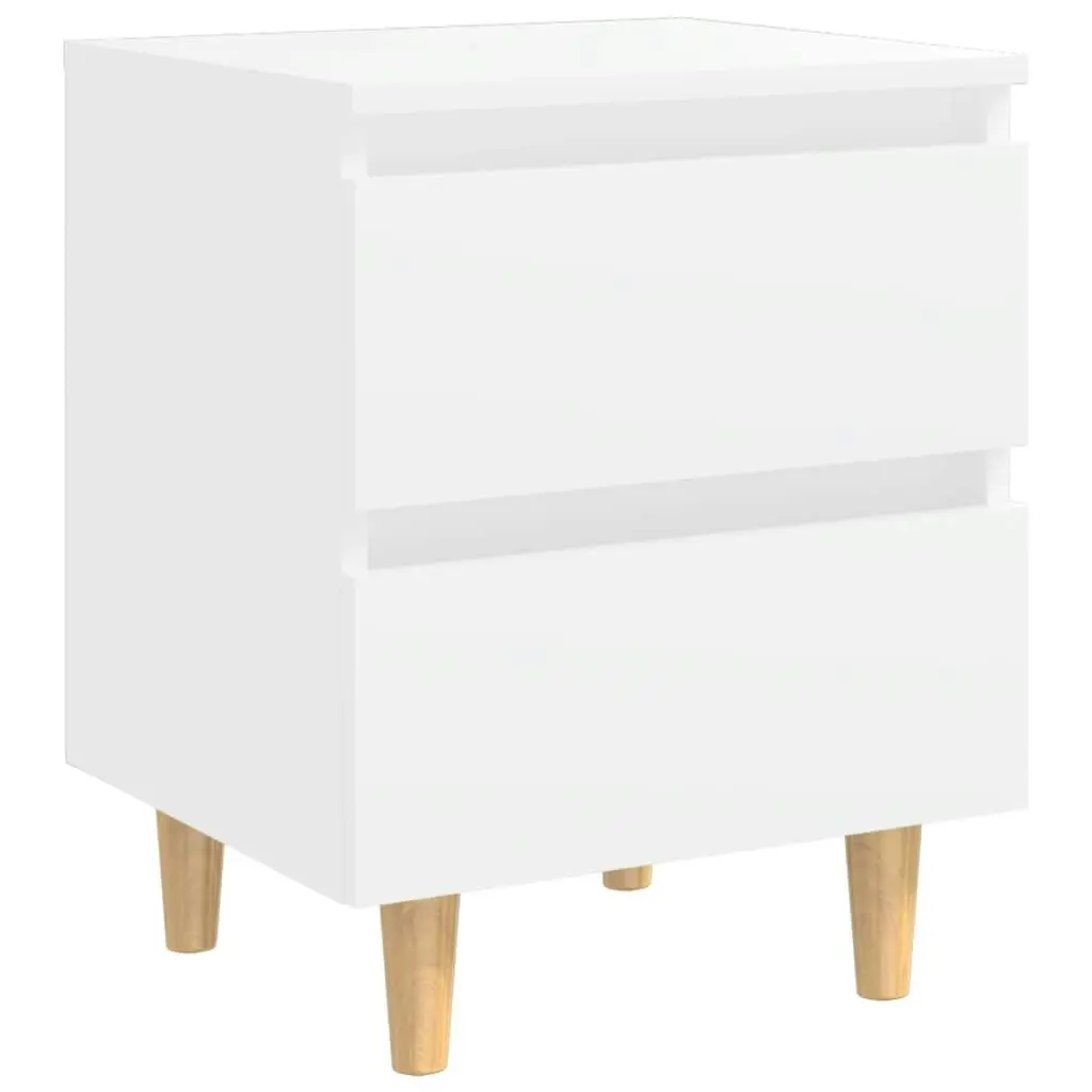 Bed Cabinets with Solid Pinewood Legs 2 pcs White 40x35x50 cm 805852