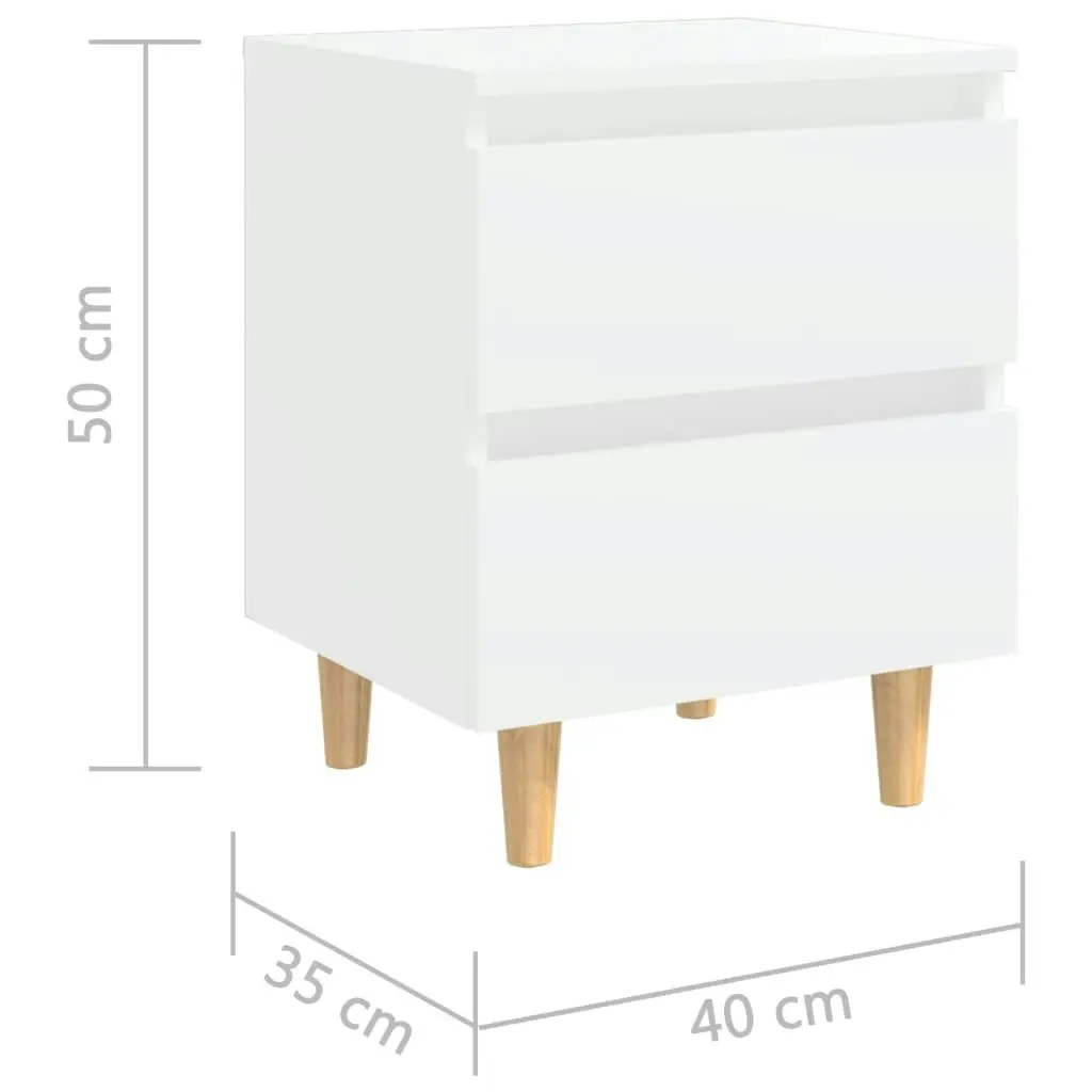 Bed Cabinets with Solid Pinewood Legs 2 pcs White 40x35x50 cm 805852