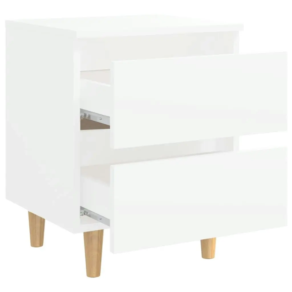 Bed Cabinets with Solid Pinewood Legs 2 pcs White 40x35x50 cm 805852