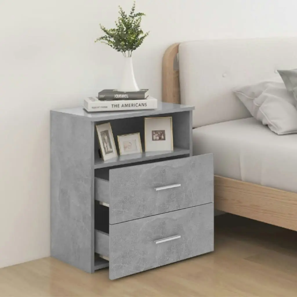 Bed Cabinet Concrete Grey 50x32x60 cm 803280