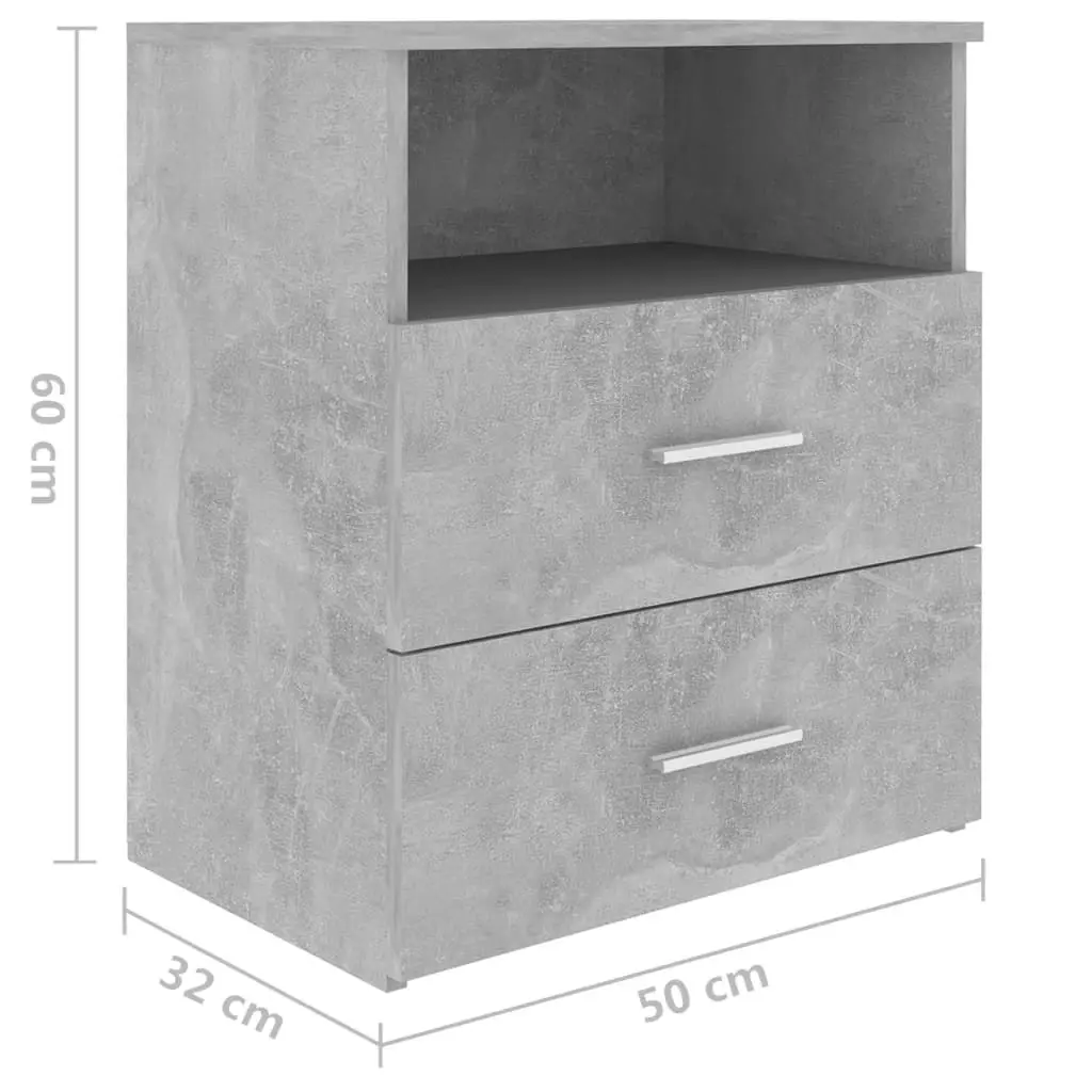 Bed Cabinet Concrete Grey 50x32x60 cm 803280