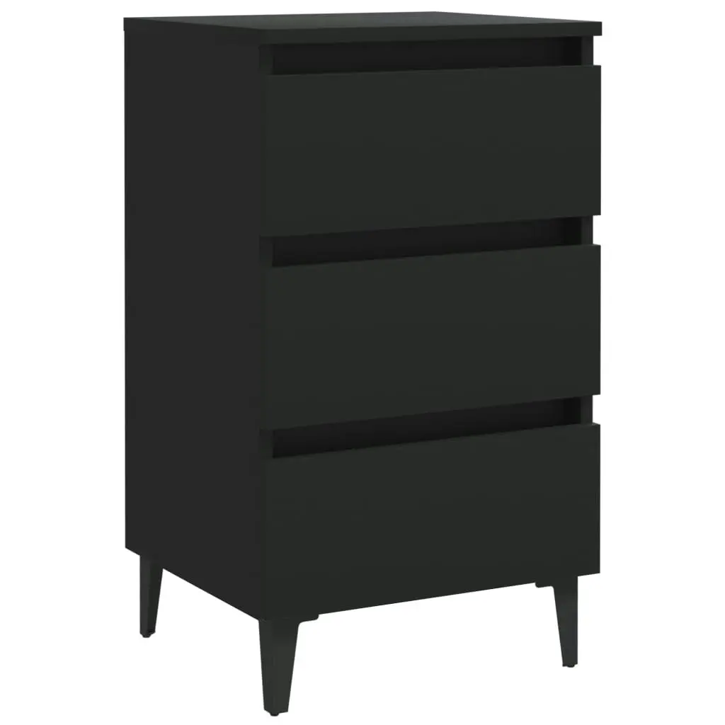 Bed Cabinet with Metal Legs 2 pcs Black 40x35x69 cm 805908