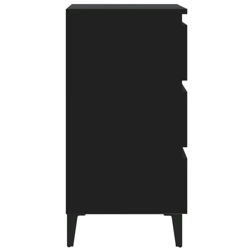 Bed Cabinet with Metal Legs 2 pcs Black 40x35x69 cm 805908