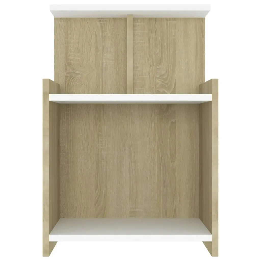 Bed Cabinet White and Sonoma Oak 40x35x60 cm Engineered Wood 806185