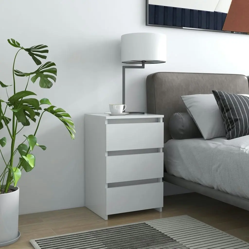 Bed Cabinet White 40x35x62.5 cm Engineered Wood 806211