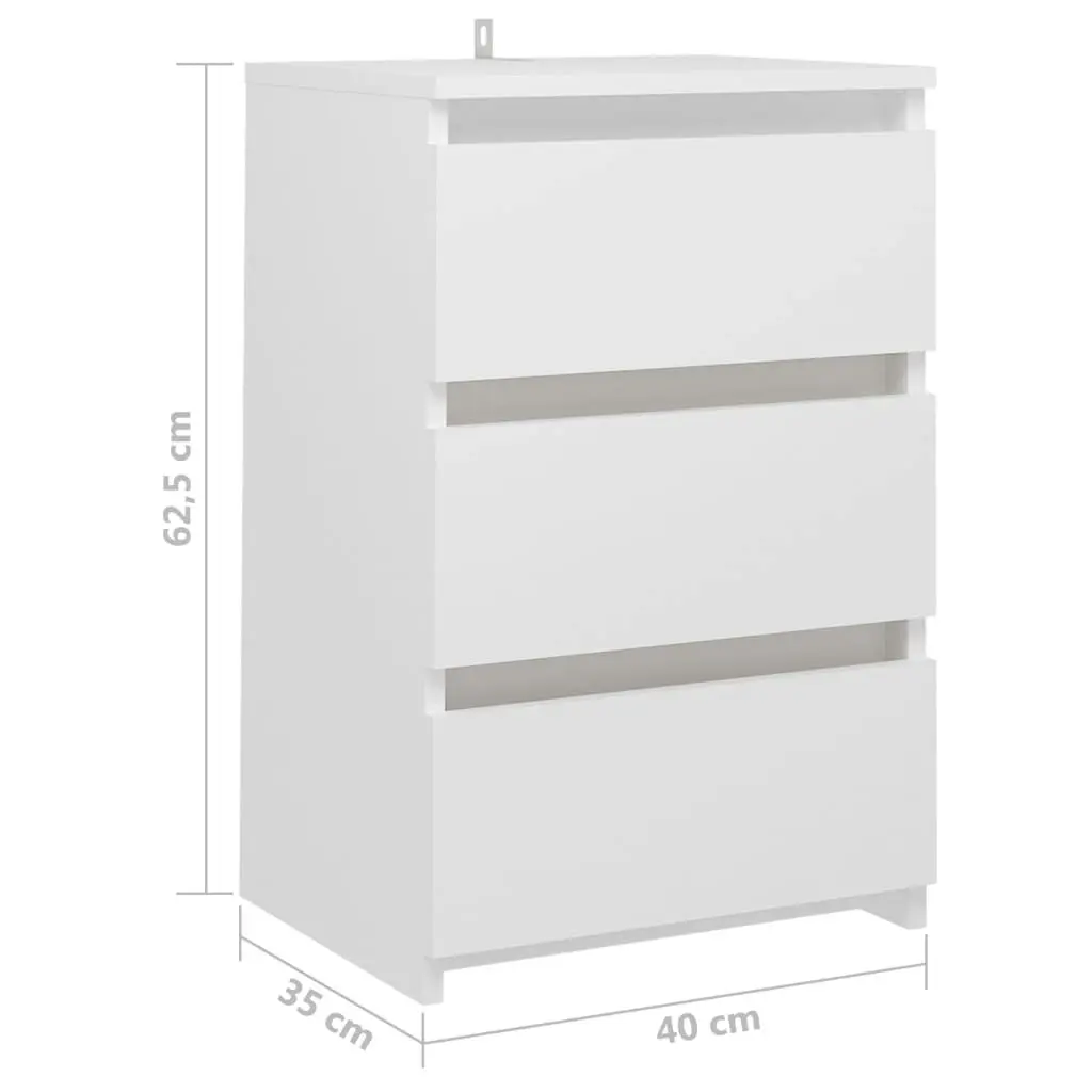 Bed Cabinet White 40x35x62.5 cm Engineered Wood 806211