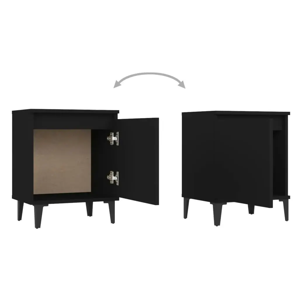 Bed Cabinet with Metal Legs Black 40x30x50 cm 805835