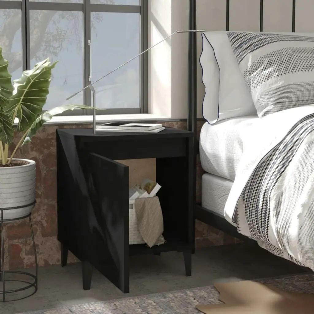 Bed Cabinet with Metal Legs Black 40x30x50 cm 805835