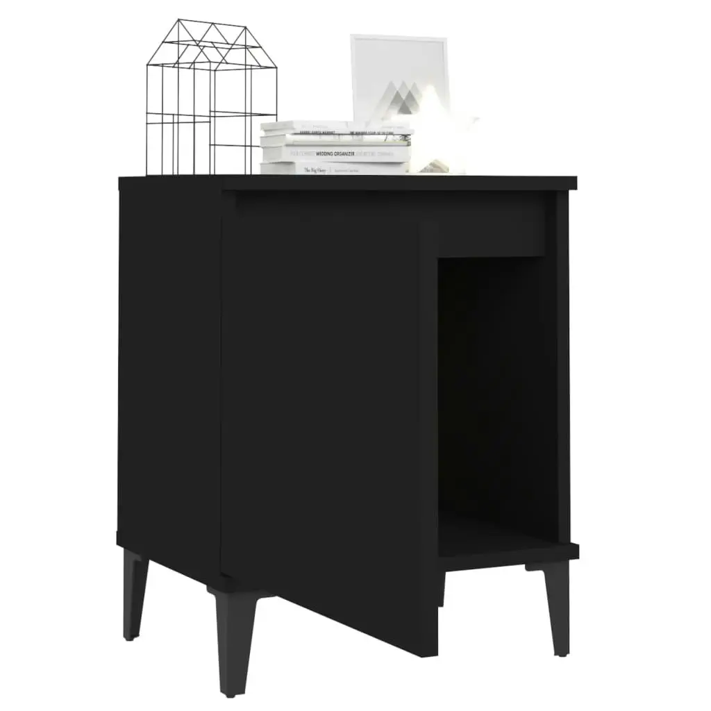 Bed Cabinet with Metal Legs Black 40x30x50 cm 805835