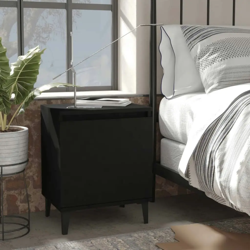 Bed Cabinet with Metal Legs Black 40x30x50 cm 805835