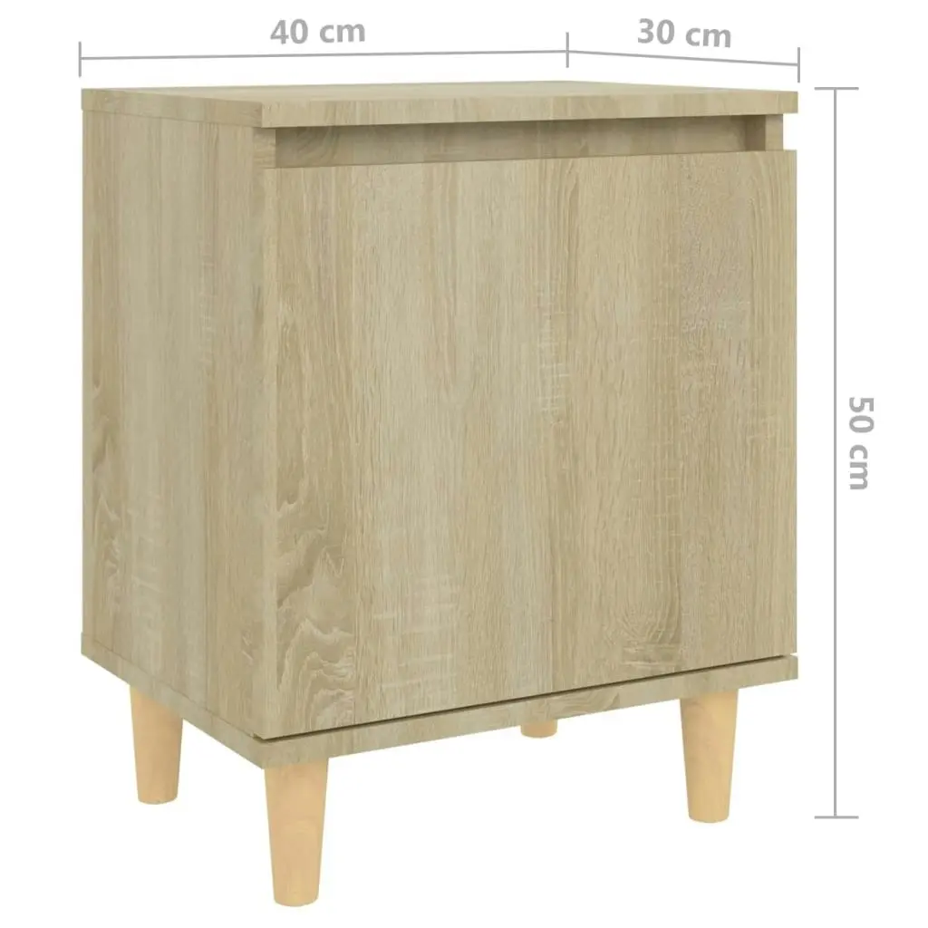 Bed Cabinet with Solid Wood Legs Sonoma Oak 40x30x50 cm 805821