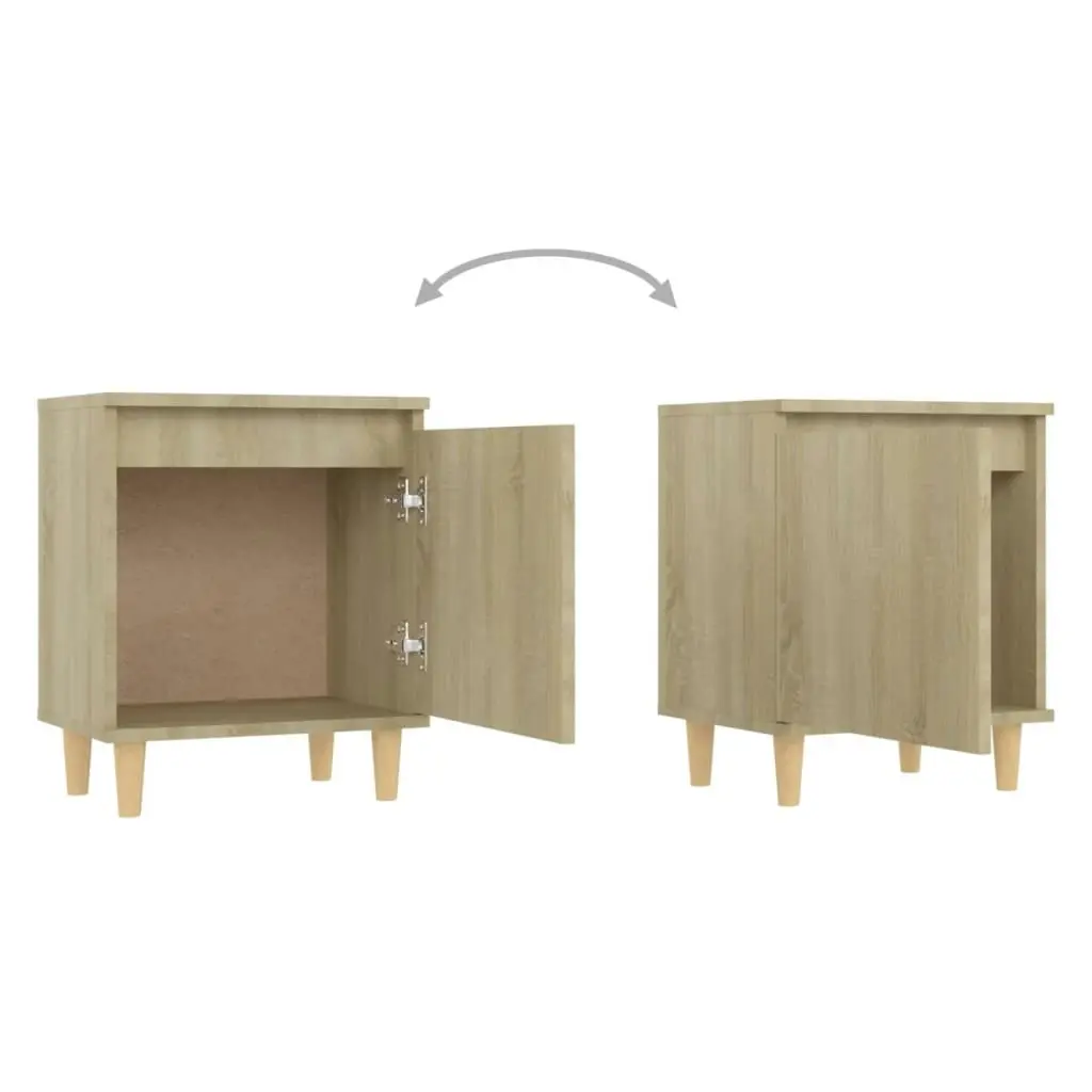 Bed Cabinet with Solid Wood Legs Sonoma Oak 40x30x50 cm 805821