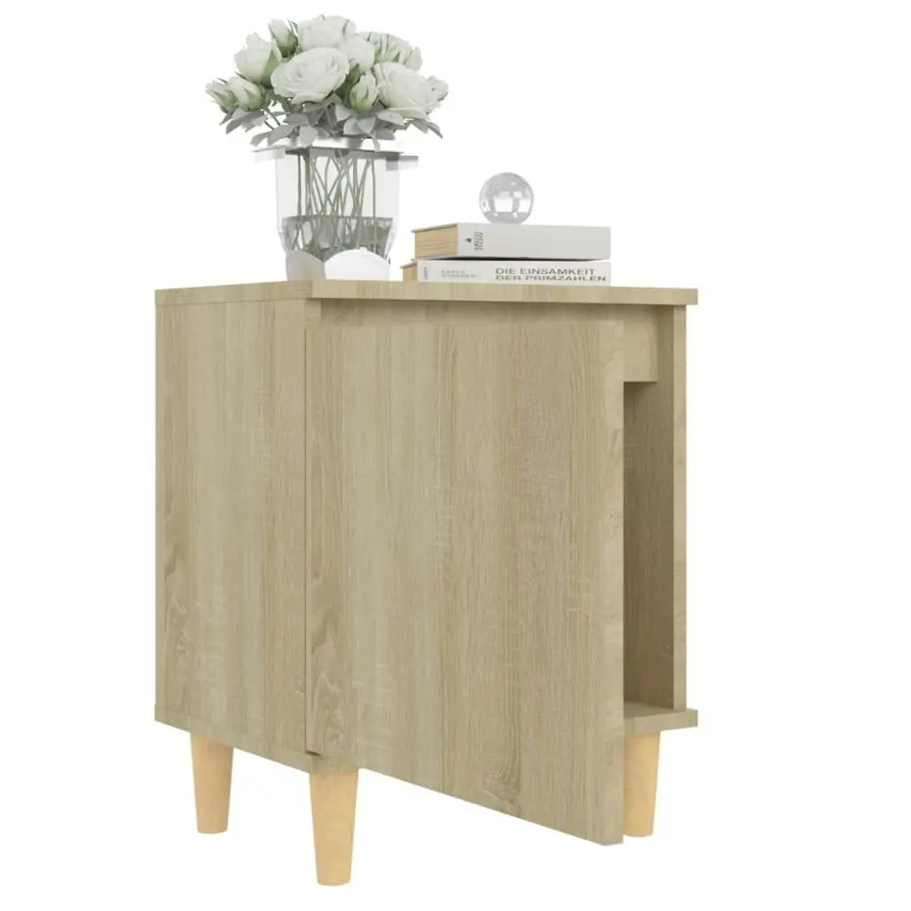 Bed Cabinet with Solid Wood Legs Sonoma Oak 40x30x50 cm 805821