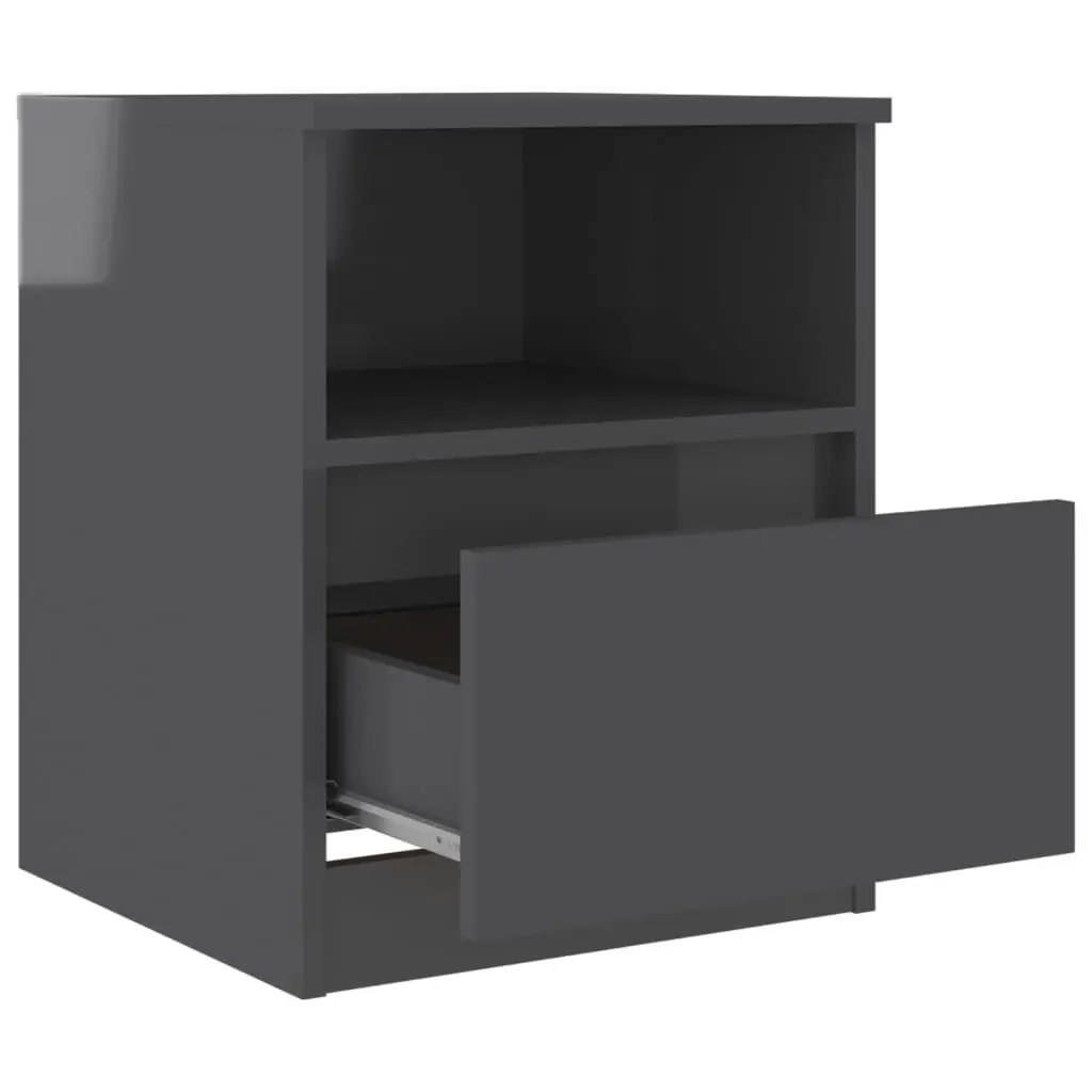 Bed Cabinets 2 pcs High Gloss Grey 40x40x50 cm Engineered Wood 806174