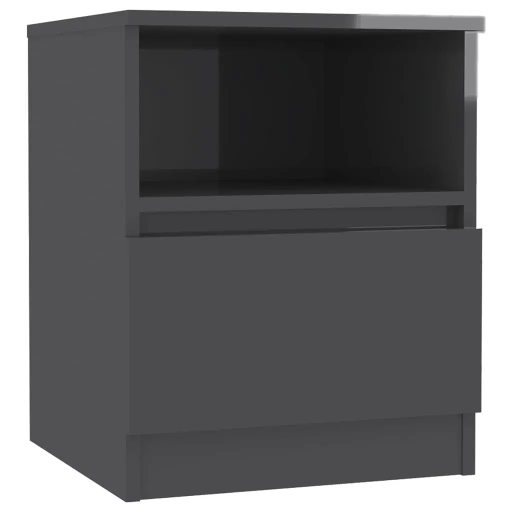 Bed Cabinets 2 pcs High Gloss Grey 40x40x50 cm Engineered Wood 806174