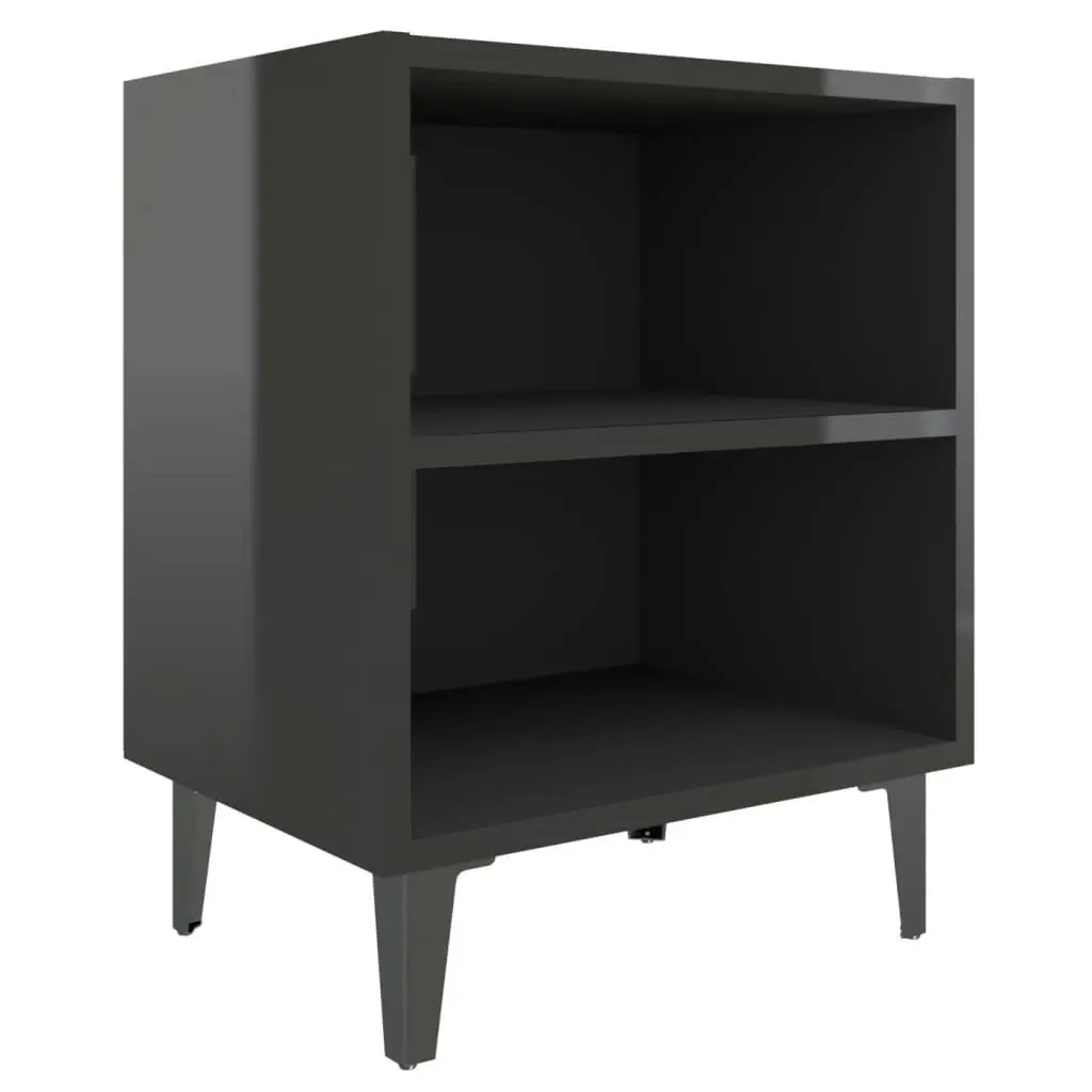 Bed Cabinets with Metal Legs 2 pcs High Gloss Black 40x30x50 cm 805812