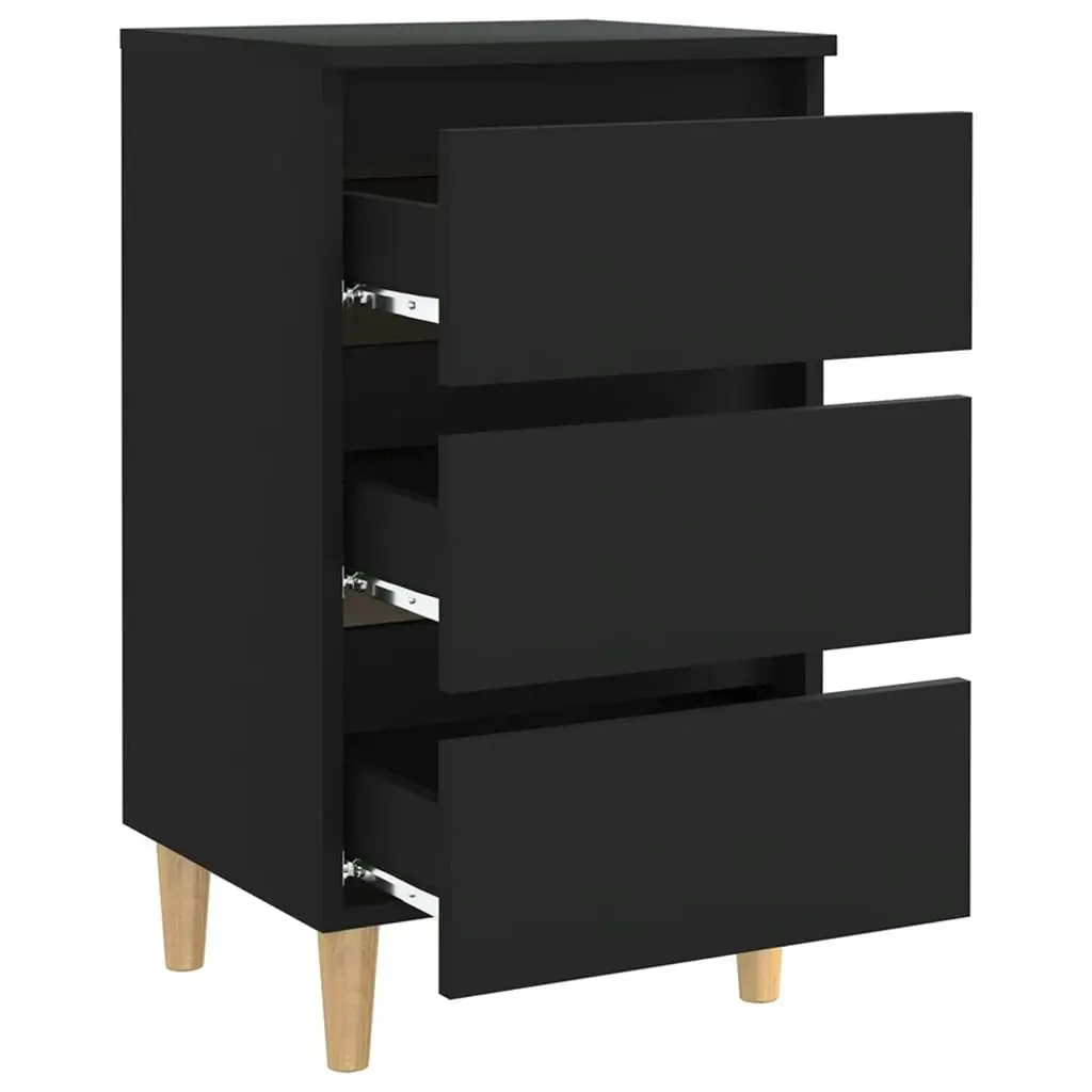 Bed Cabinets with Solid Wood Legs 2 pcs Black 40x35x69 cm 805890