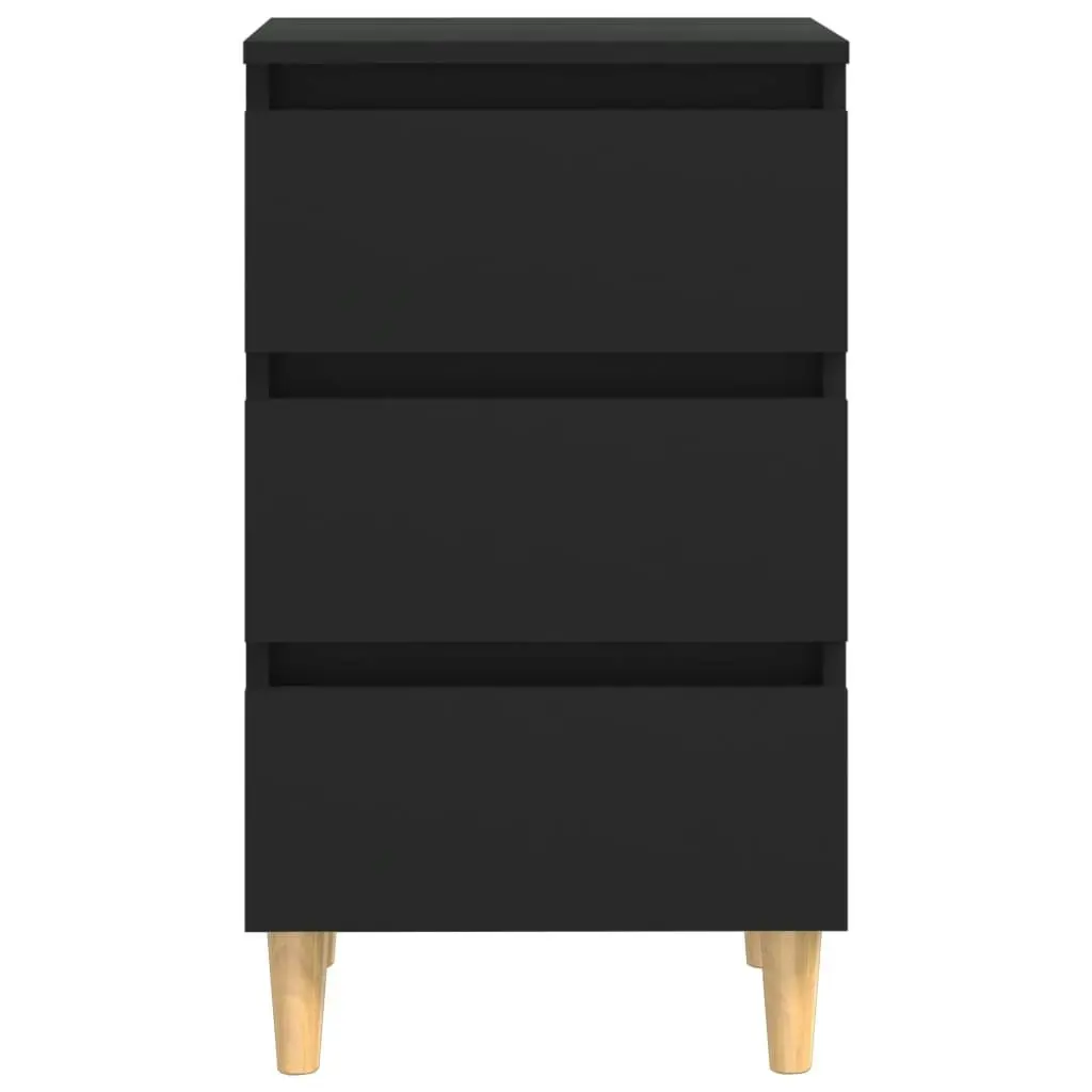 Bed Cabinets with Solid Wood Legs 2 pcs Black 40x35x69 cm 805890